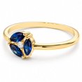 thumbnail image 4 of vylahjewellery Blue Marquise Gemstones and Round Diamond Accent Moissanite Ring, Engagement Ring for Women, Elegant Floral Wedding Ring, 4 of 6