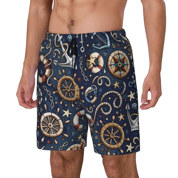Fotbe Nautical Traje de Baño para Hombre – Shorts de Natación de Secado Rápido con Forro y Bolsillos-Small