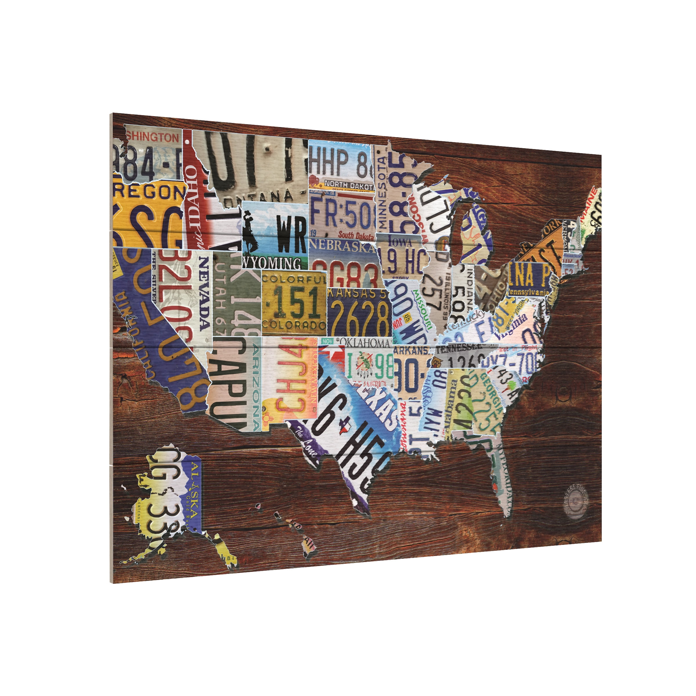 Trademark Fine Art 'USA License Plate Map on Wood' Wooden Wall Art Art by Masters Fine Art