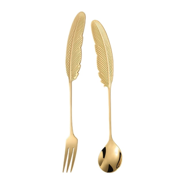Bewildely 2x Sporks de titanio para la próxima aventura Borde de horquilla de metal duradero y elegante Mostrada Oro