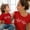 Red, variant on WQJNWEQ Mom and Daughter Matching Outfits Mother and Daughter Clothes Love Print Short Sleeve T-Shirts Tops Blouse