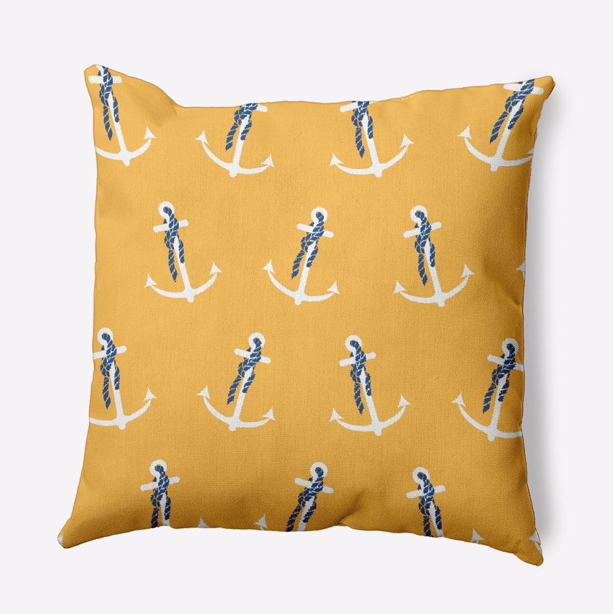 Simply Daisy 16" x 16" Anchor Whimsy Polyester Indoor/Outdoor Pillow, Yellow (1 count)