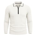 thumbnail image 2 of Aimik Half Zip Polo Shirts for Men Long Sleeve Collared Quarter Zip Casual Solid Pullover Fall Winter Warm Stylish Sports Tee,White,M, 2 of 6