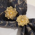 thumbnail image 2 of Paquete de 12 servilleteros de aleación con soporte para servilleteros con forma de flor hueca para bodas, fiestas, banquetes, cenas navideñas, delicados servilleteros, decoración (dorado), 2 of 5
