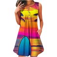 thumbnail image 2 of UTSJKR Women's Midi Beach Dresses Deals Casual Pleated Loose Flowy Swing Smocked Sleeveless Bodice Dresses Fashion Floral Print Sundress Button Dowm V Neck Tank Dress Yellow L, 2 of 5