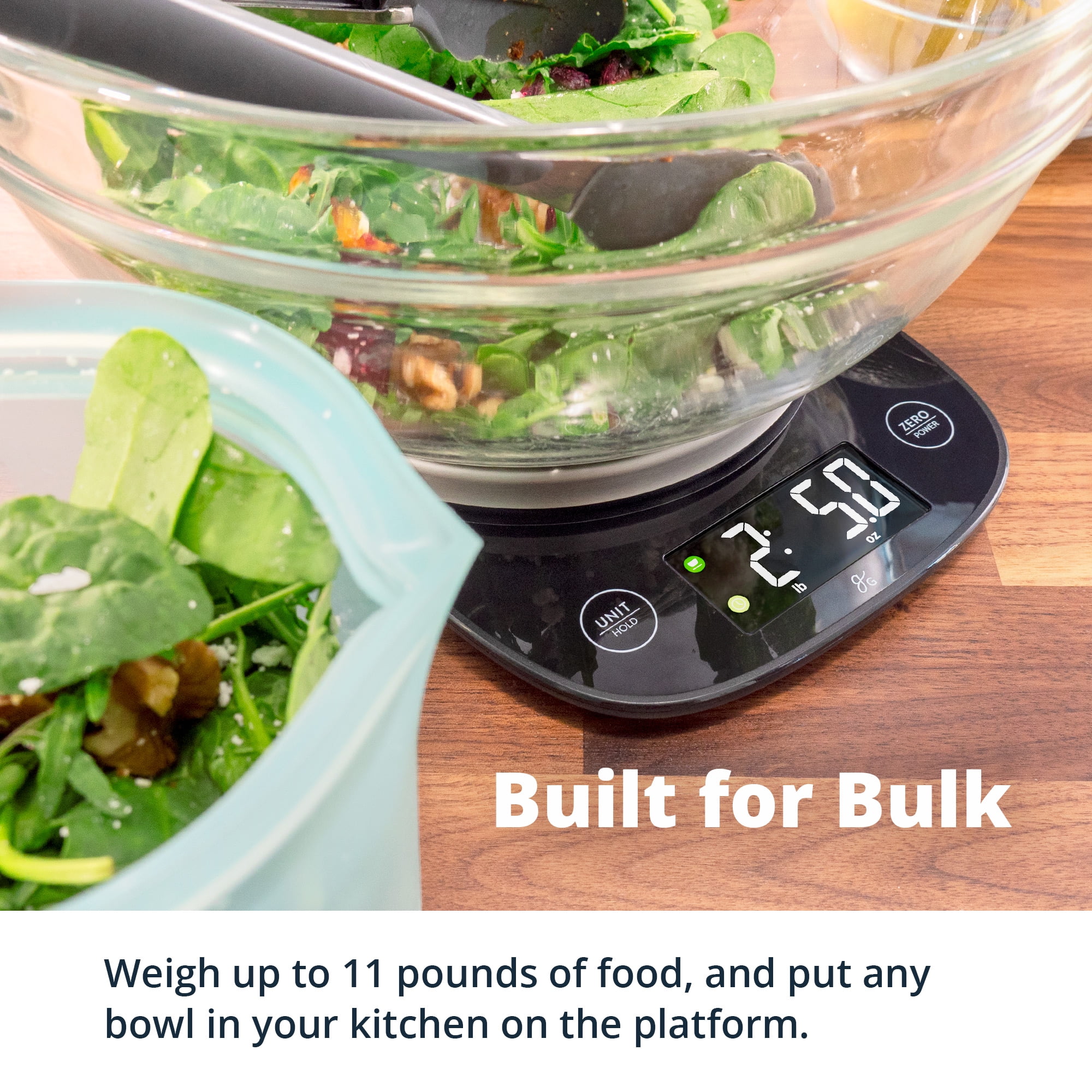 Greater Goods Digital Food Scale with Bowl, Precise Single-Sensor Kitchen Scale for Meal Prep and Baking, 11 lb Capacity