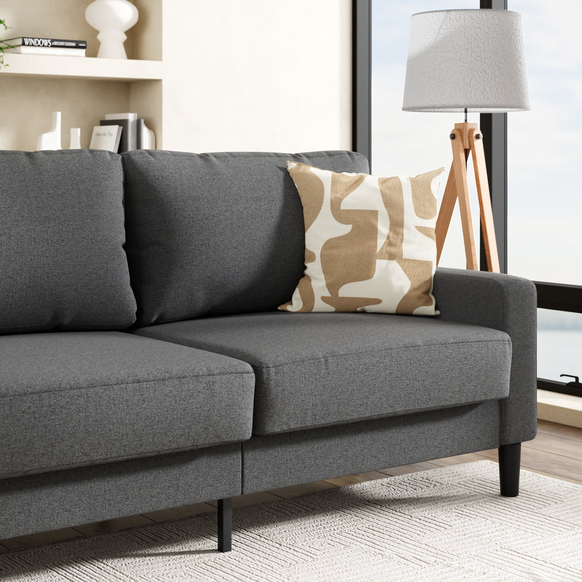 Zinus 76" Harmony Indoor Fabric Sofa, Dark Gray