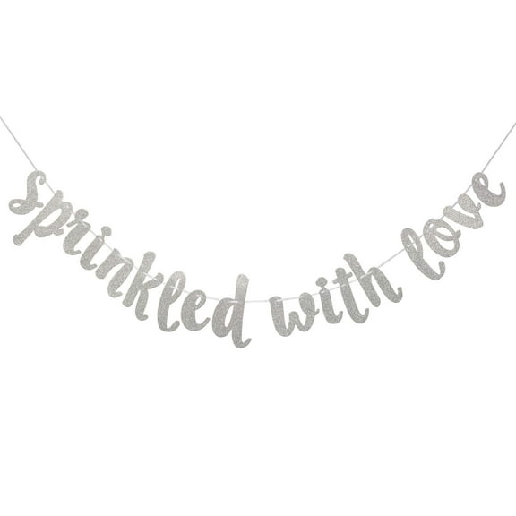 Sprinkled with Love Glitter Banner, Baby Sprinkle Banner, Baby Shower, Gender Reveal Party, Glitter Party Decor, Silver Glitter