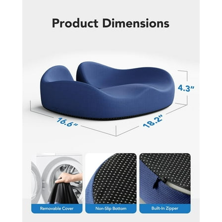 Ergonomic Seat Cushion for Office Chair, Extra Large Car Seat Cushion, Tailbone and Back Support, Cooling Gel Enhanced, 4-Zone Pressure Relief Chair Cushions for Office, Car, Wheelchair