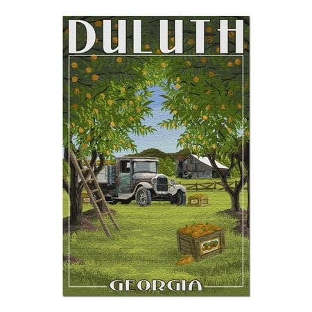 Duluth, Georgia - Peach Orchard with Truck (20x30 Premium 1000 Piece Jigsaw Puzzle, Made in USA!)