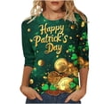 thumbnail image 3 of TaTaai St. Patrick's Day Women's Casual Print Round Neck 3/4 Sleeve T-Shirt Loose Top Gift, 3 of 5