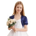 thumbnail image 3 of Zaldita Kids Flower Girl Dress Cover Up Short Puff Shrug Open Front Bolero Shrug Cardigan Navy Blue 12, 3 of 7