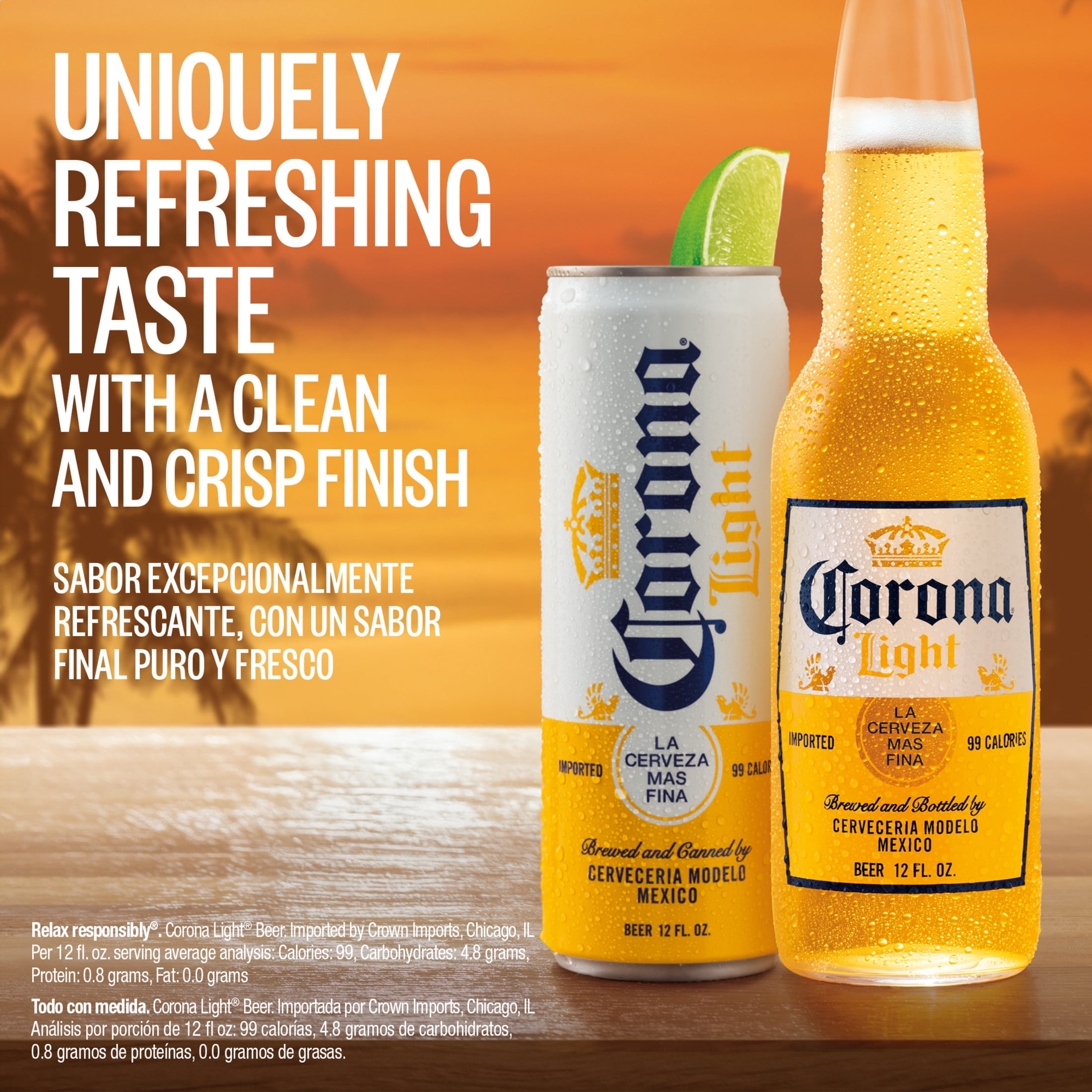 Corona Light Mexican Lager Light Beer, 12 Pack 12 fl. oz. Slim Cans, 4.0% ABV