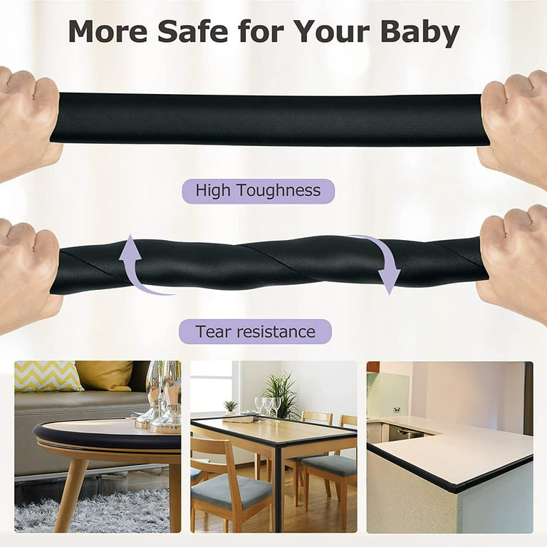 Vivefox Baby Proofing Edge Corner Protector (16.4ft Edge + 20 Corners), Heavy-Duty, Soft NBR Rubber Foam, Furniture Bumper Guards, 3M Pre-Taped Corners, Black