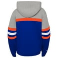 thumbnail image 3 of Youth Mitchell & Ness Blue/Heather Gray New York Knicks Hardwood Classics Head Coach Pullover Hoodie, 3 of 3