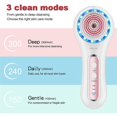 thumbnail image 4 of Cepillo de limpieza facial, recargable impermeable con 5 cabezales de cepillo, uso de cepillo facial para exfoliar, masajear y limpiar profundamente rosa, 4 of 5