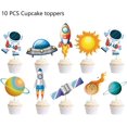 thumbnail image 3 of Decoración de fiesta de cumpleaños de galaxia, suministros para fiestas con temática espacial que incluyen pancartas, adornos para magdalenas, remolinos colgantes, decoraciones, 3 of 5