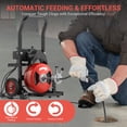 thumbnail image 6 of 75FT x 1/2 Inch Electric Drain Cleaning Machine, 450W Auto Feed Portable Electric Sewer Snake, Electric Drain Auger with 6 Cutter Air-Activated Foot Switch for 2" to 4" Pipes, 6 of 6