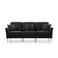 thumbnail image 3 of 78.7" Modular Sectional Sofa Couch L Shaped Velvet Upholstered Sofa Modern Couch with Deep Channel Tufting and Gold Metal Legs for Living Room Apartment Bedroom Office Dorm Studio, Black, 3 of 5