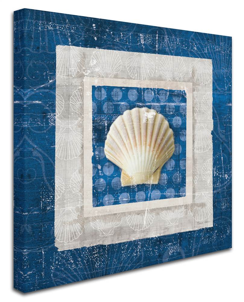 Trademark Fine Art "Sea Shell III on Blue" Canvas Art by Belinda Aldrich