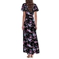 thumbnail image 4 of Awdenio Womens Summer Wrap V Neck Casual Dresses Floral Short Sleeve A-Line Midi Sundress, 4 of 4
