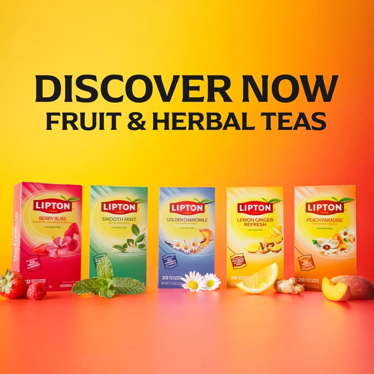 Lipton Smooth Mint Tea Bags, Fruit & Herbal Tea, Caffeine Free, 20