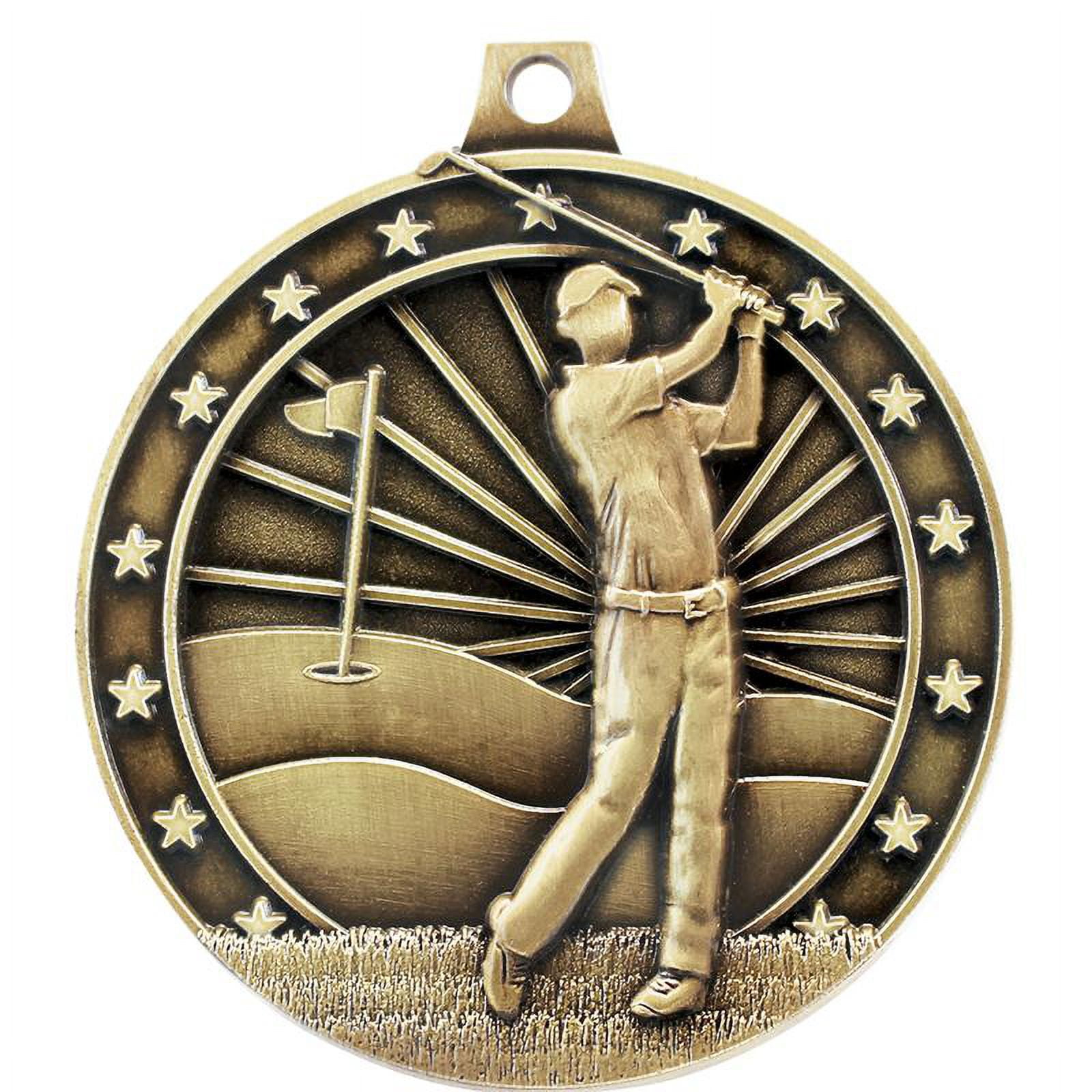Golf Medals, 2" Gold Diecast Golf Medal Award 5 Pack