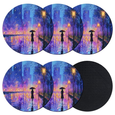 Purple Silhouettes Coasters Set of 6 Absorbent Coasters for Drinks Modern Abstract Art Aesthetics Coaster for Desk Coffee Table Protection Home Decor House Warming Gifts 4