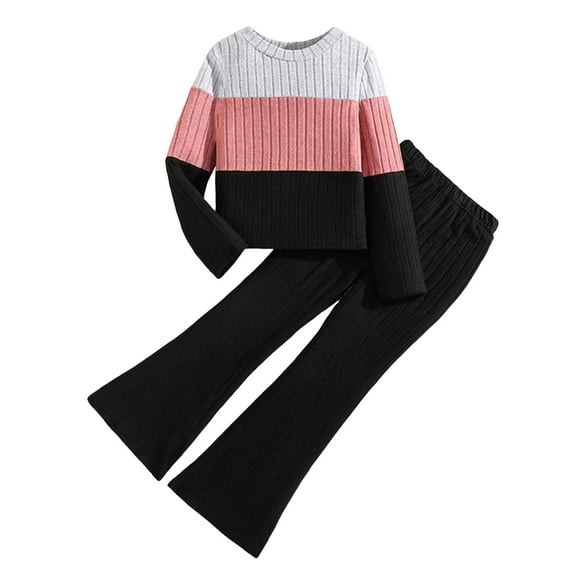 Curenmufel Girls Winter Clothes Girls Clothes Cute Sweatshirt Casual Outfit for Leggings 2-Piece Fall Outfits Set Size 7-8 (Black,7-8 Years)