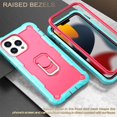 thumbnail image 2 of SaniMore for iPhone 13 Pro Max 6.7" 2021 Case with Hidden Bracket Rugged Heavy Duty Protective [Hard PC Back + Silicone Bumper] Shokcproof Anti-drop Tri-layer Hybird Armor Shell, Mint/Rose, 2 of 7