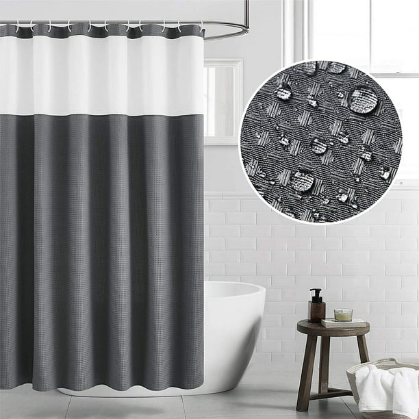 Fabric Shower Curtain Dark Gray Waffle, Dark Gray Shower Curtain