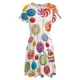 thumbnail image 4 of Sweets And Rainbow Lollipops Pattern Dress Summer Street Style Dresses Female Short Sleeve Printed Sundress, 4 of 7