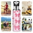 thumbnail image 5 of 600ml Vacuum Insulated Sports Water Bottle with Foldable Straw Stainless Steel Portable Thermos Cup Pink Cute Bows, 5 of 7