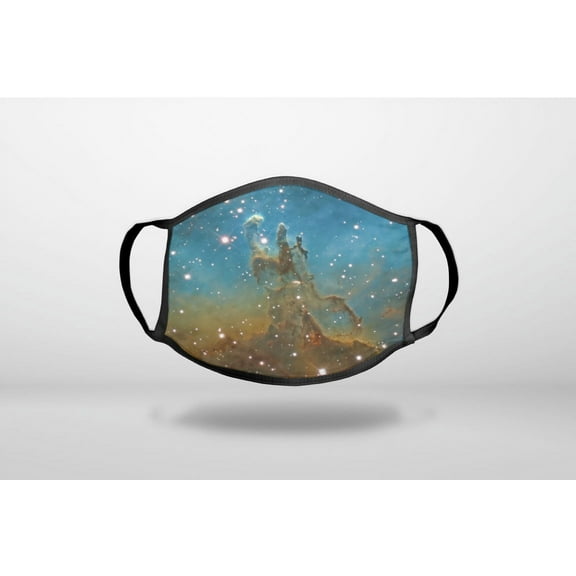 Eagle Nebula Blue Green - 3-Ply Reusable Soft Cloth Face Covering, Unisex, Cotton Inner Layer