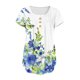 thumbnail image 5 of ICHUANYI Clearance Women Fashion V- Neck Floral Printed Tunic Tops Buttons Short Sleeve T-shirt(Blue, XL) ICHUANYI WER2023081006063, 5 of 7