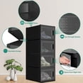 thumbnail image 3 of Pack of 12 Shoe Containers, Transparent Stackable Plastic, Shoe Rack, Wardrobe Shoe Organizer (Black) Medium, 3 of 8
