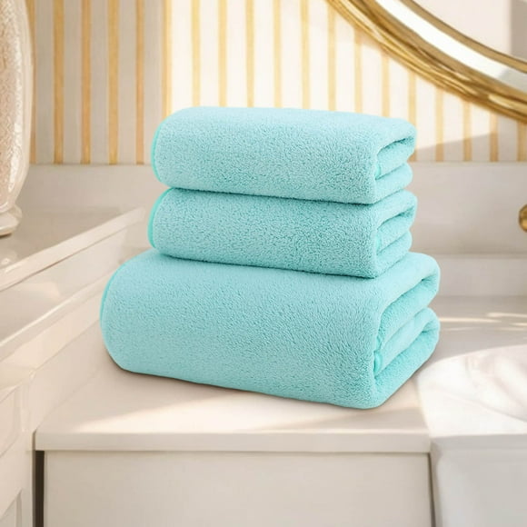 COM1950s Ensembles de Serviettes de Bain, Serviettes de Bain en Velours Ultra Absorbantes et Douces - 2 Pcs 13.8x29.5 Pouces Serviettes à Main avec 1 Pce 55x27 Pouces Drap de Bain, Serviettes de Luxe en Peluche pour Salle de Bain Gym Maison