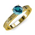 thumbnail image 3 of London Blue Topaz 6.5mm Scroll Solitaire Engagement Ring 1.05 ct in 14K Yellow Gold.size 9.0, 3 of 8