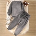 thumbnail image 4 of KPOPLK Boys Clothes Pullover Long Sleeve Crewneck Sweatshirt Pants 2Pcs Fall Winter Lounge Outfits Set 6 9 12 18 Months 2T 3T Dark Gray Size 2-3 Years, 4 of 7