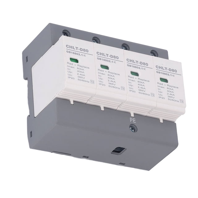 Surge Arrester Device, Flame Retardant 40KA To 80KA House Surge Protector Sturdy PC Housing 35mm Rail Installation Quick Response for Industrial Fields