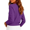 thumbnail image 5 of Dwellite Women Sweaters Knitted Cropped Crewneck Basic Trendy Fall Tops Cropped Sweater Winter Long Sleeve Dressy Top 2026 Purple S, 5 of 6