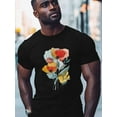 thumbnail image 2 of Colorful Line Art Poppy Men's T Shirts T-Shirt for Men Crew Neck Tees Cotton Tops, Black, S, 2 of 7