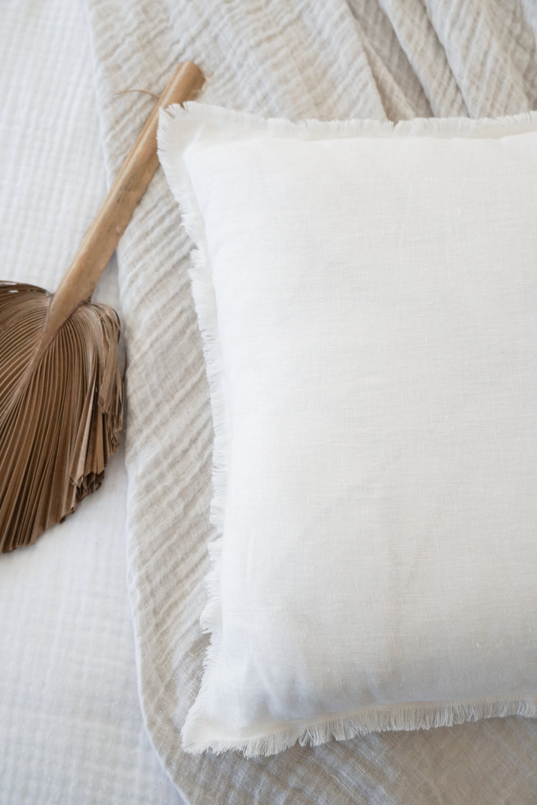 Bright White Fringe So Soft Linen Pillows 14X20 Down Alternative Insert