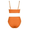 thumbnail image 6 of HNMKIU Plus Size Swimsuit for Women Two Piece U Neck High Waist Bikini Tankini Set with Textured Adjustable Strap for Pool Beach Women's Swimwear Orange，L, 6 of 6