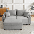 thumbnail image 3 of LUCKHAO Deep Seat Modular Sectional Sofa ,Corduroy Upholstered Oversized Sofa Convertible Sleeper Sofabed ,Storage Space, 2 Movable Ottomans, 2 USB Ports, 2 Cup Holders, Phone Holder, 3 of 27
