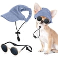 thumbnail image 1 of Conjunto de sombrero solar y gafas de sol para perros pequeños Jadive azul, 1 of 7