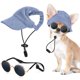 thumbnail image 1 of Conjunto de sombrero solar y gafas de sol para perros pequeños Jadive azul, 1 of 7
