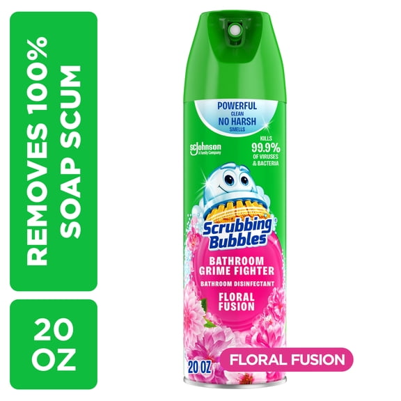 Scrubbing Bubbles Disinfectant Bathroom Shower & Tub Cleaner Grime Fighter Aerosol Spray, Floral Fusion, 20oz