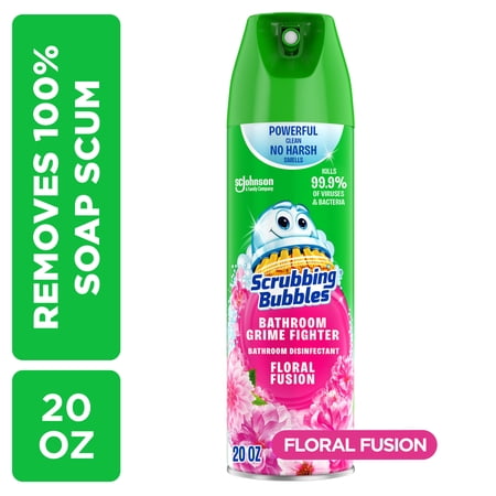 Scrubbing Bubbles Disinfectant Bathroom Shower & Tub Cleaner Grime Fighter Aerosol Spray, Floral Fusion, 20oz