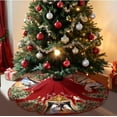 thumbnail image 5 of Nativity Christmas Tree Skirt Joy to The World Winter Tree Mat Nativity Scene Decorative Tree Skirt Farmhouse Xmas Ornaments Rustic Vintage Christmas Decor for Holiday Party(Red,48 Inch), 5 of 6
